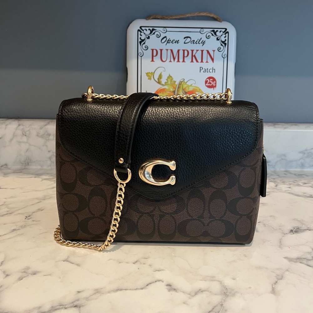 Coach Tammie Shoulder Bag In Signature Canvas Black Gem